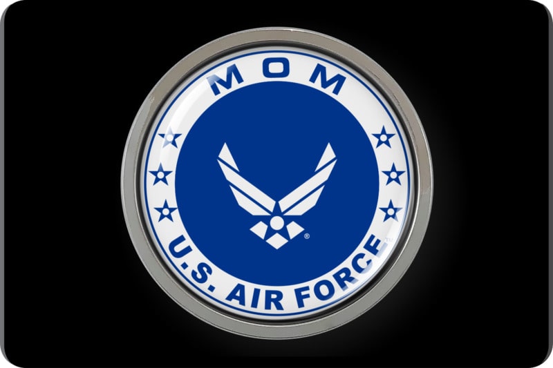 USAF - U.S. Air Force Mom - Tow Hitch Cover with Chrome Metal Emblem